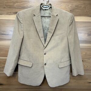 Chaps Blazer‎ Jacket Men's 38 Beige Cotton Corduroy Single Breasted Notch Lapel